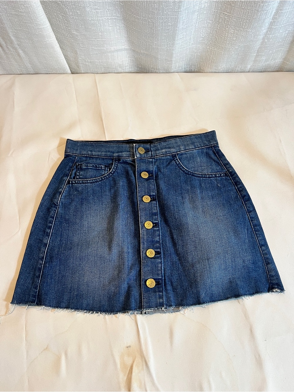Express Dark Blue Button-Front Denim A-Line Mini Skirt size 0